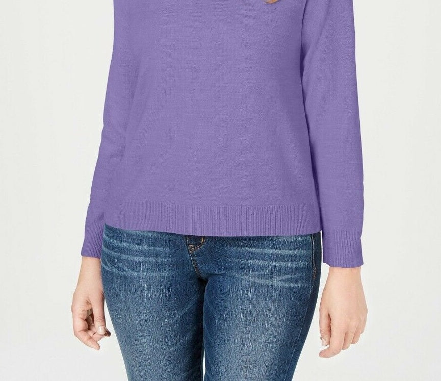 Karen Scott Women's Zip-Back Mock-Neck Sweater Blue Size Large