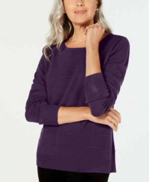 Karen Scott Women's Textured-Stripe Sweater  Purple Size Extra Large