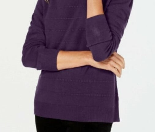 Karen Scott Women's Textured-Stripe Sweater  Purple Size Extra Large