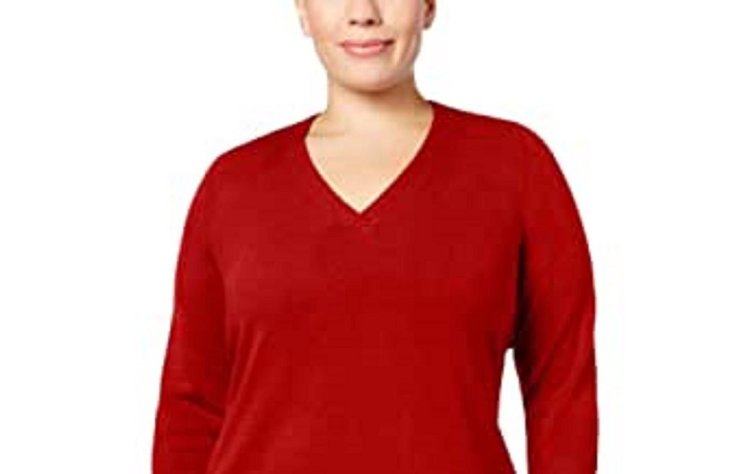 Karen Scott Women's Plus Size V-Neck Luxsoft Sweater  Red Size 1X