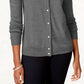 Karen Scott Women's Bead-Button Cardigan Grey Size Small