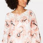 Alfani Women's Petite Printed Bubble-Hem Top Orange Size Medium