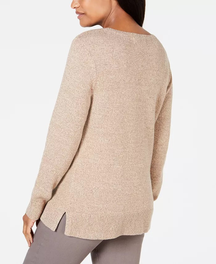 Karen Scott Women's Cable-Knit Panel Sweater Blue Size Small