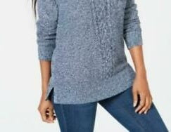 Karen Scott Women's Cable Knit Panel Sweater Medium Blue Size Extra Large