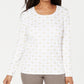 Karen Scott Women's Shimmer Camel-Print Top White Size Small