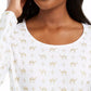 Karen Scott Women's Shimmer Camel-Print Top White Size Small