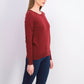 Charter Club Women's Merino Wool Button-Cuff Crewneck Sweater Wine Size Extra Large
