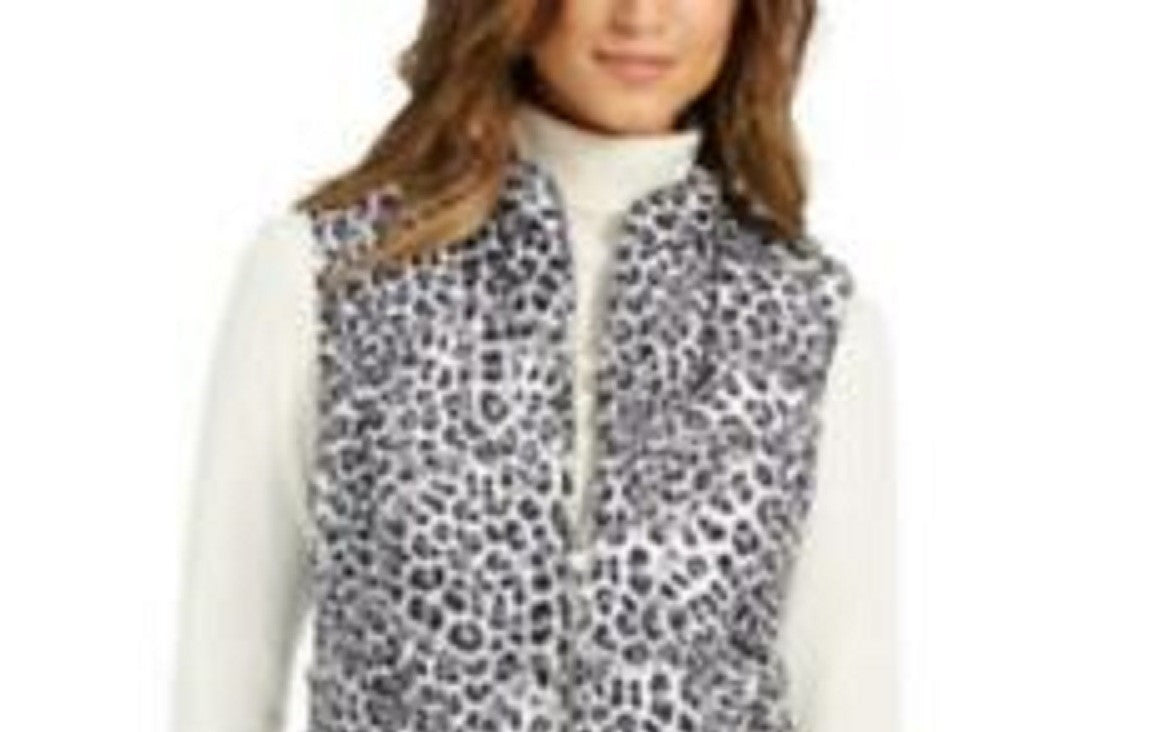 Charter Club Women's Animal-Print Quilted Vest White Size Medium