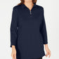 Karen Scott Women's Cotton Half Zip Mock Neck Top Blue Size Small