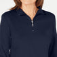 Karen Scott Women's Cotton Half Zip Mock Neck Top Blue Size Small