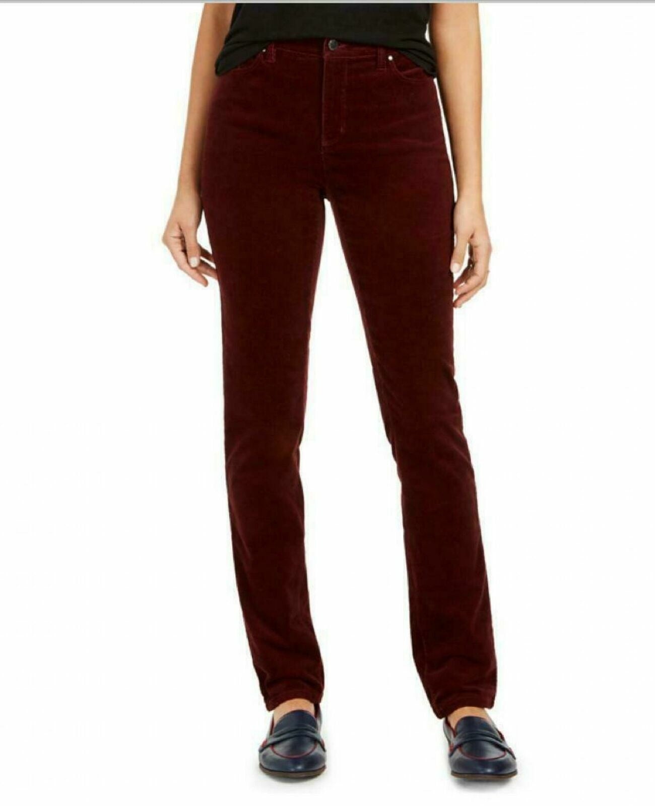 Charter Club Women's Petite Lexington Straight-Leg Corduroy Pants Marron Size 14 P