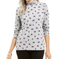 Karen Scott Women's Cat & Bow Printed Turtleneck Top Grey Size X-Large