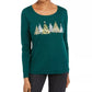 Karen Scott Women's Sparkle Holiday Graphic Shirt Green Size Small