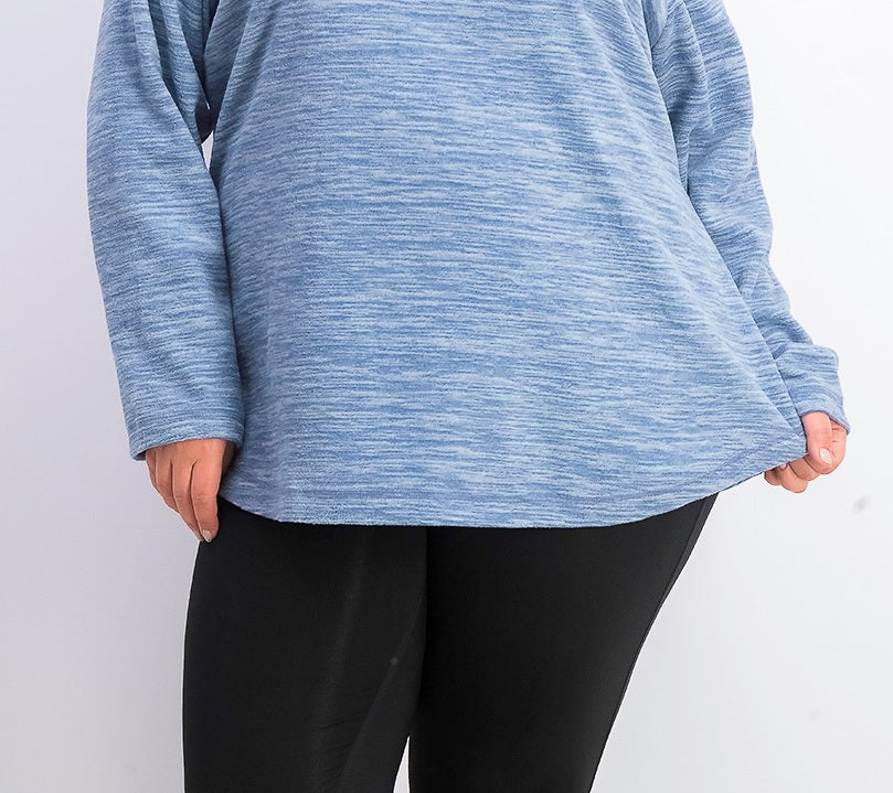 Karen Scott Women's Plus Size Marled Microfleece Top Black Size Extra Large