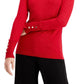 JM Women's Collection Metallic Round-Neck Stud-Cuff Sweater Bright Red Size XX Large