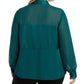 Alfani Women's Plus Size Satin Mixed-Media Top Dark Green Size 4X