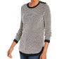 Charter Club Women's Textured Contrast Trim Sweater Black Size X-Large