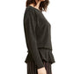 Alfani Women's Metallic Peplum Top Gunmetal Lurex Size Small