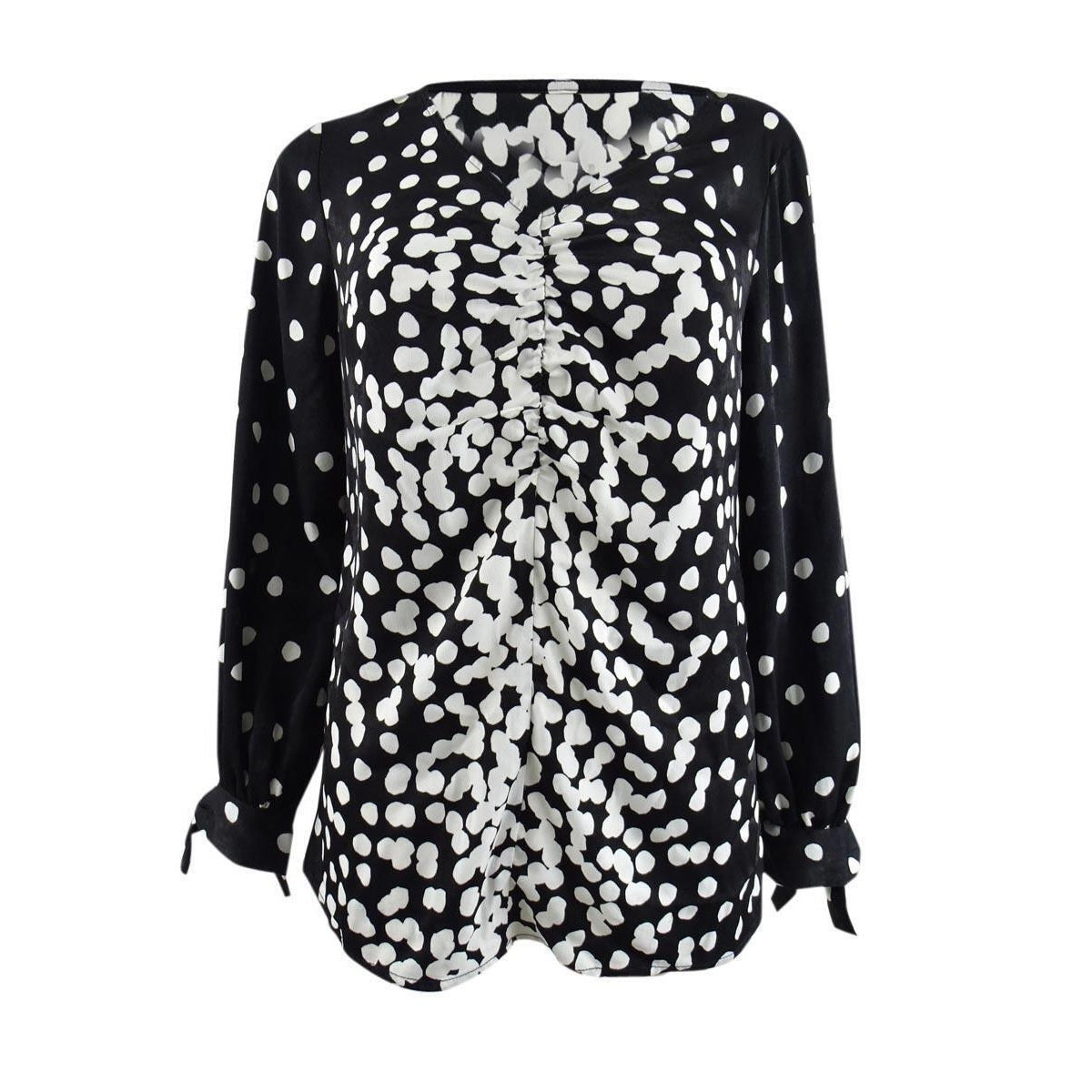 Alfani Women's Ruched Tie-Sleeve Top Black Size Small