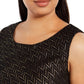 Alfani Women's Plus Size Metallic-Threaded V-Hem Top Black Size 3 X-Large