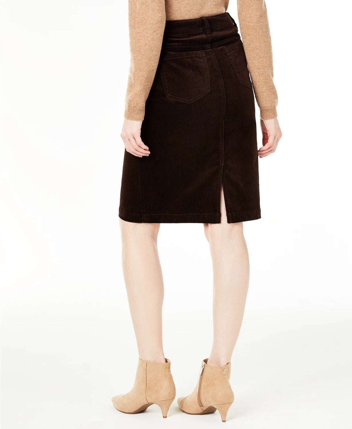Charter Club Women's Corduroy Tummy Control Skirt Brown Size 4 Petite