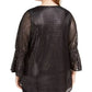 Alfani Women's Plus Size Metallic-Print Bell-Sleeve Top Gray Size 3X