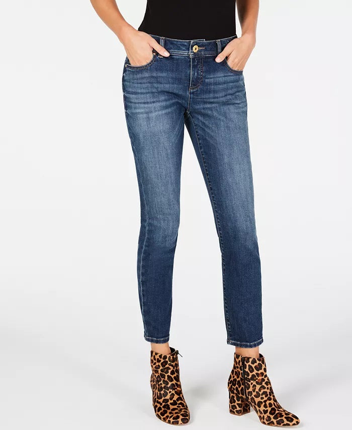 INC International Concepts Women's Petite Tummy-Control Skinny Jeans Blue Size 2P