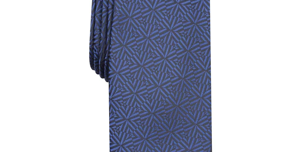 Alfani Men's Slim Geometric Tie Dark Blue Size Regular