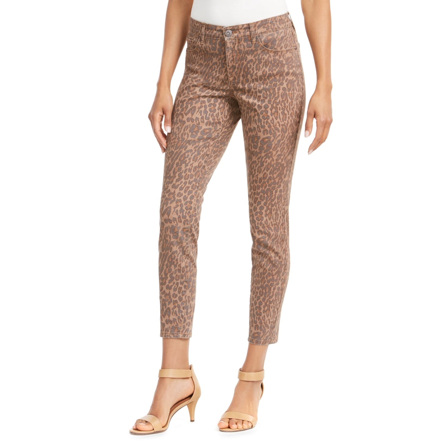 Style & Co Women's Curvy-Fit Skinny Printed Jeans Wild Puma Size 10