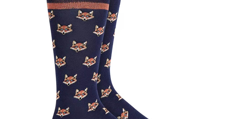 Bar III Men's Fox Socks Blue Size Regular