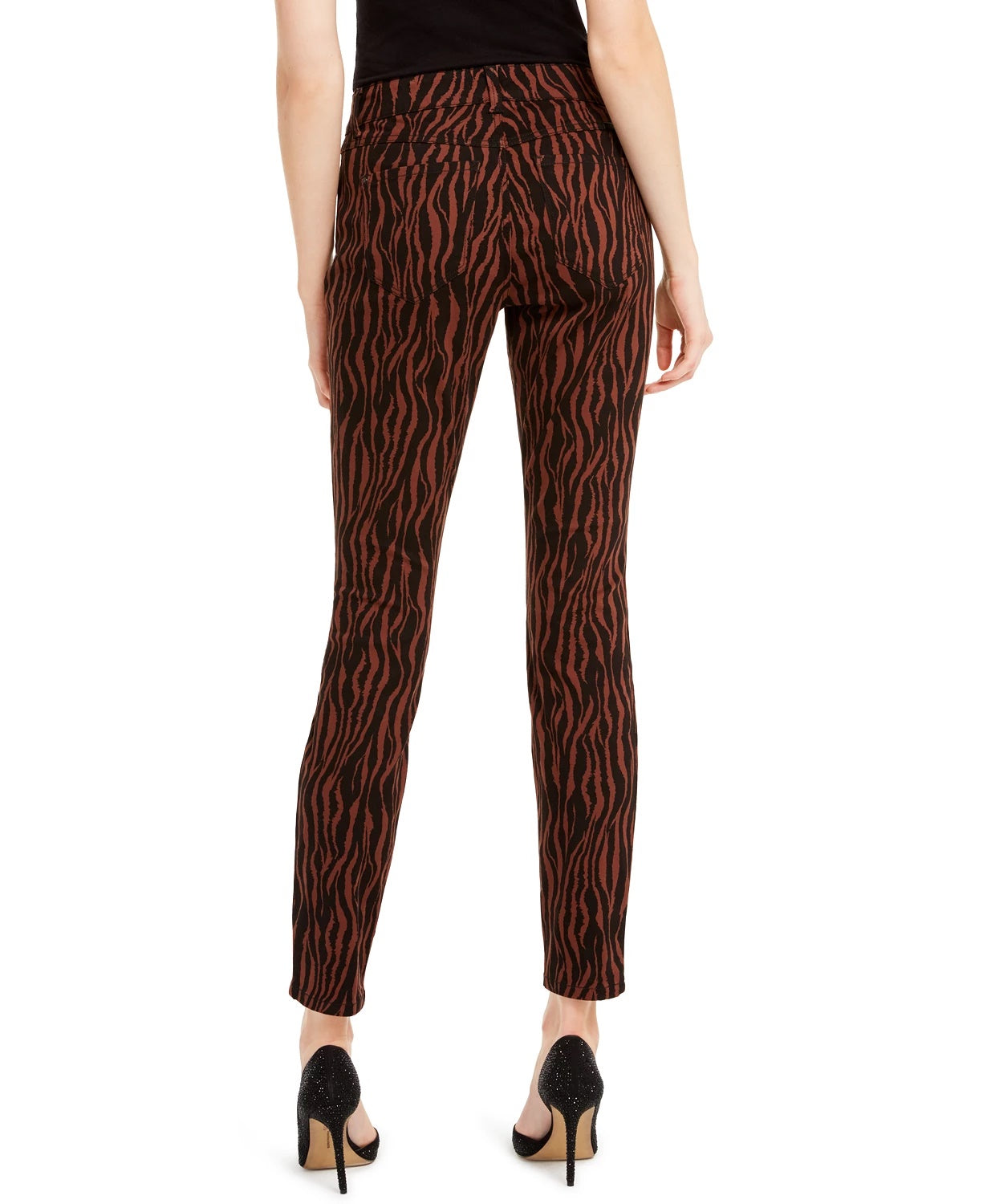 INC International Concepts Women's INCEssentials Tiger Print Skinny Jeans Brown Size 0