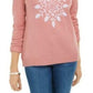 Karen Scott Women's Snowflake Applique Sweater Pink Size Large