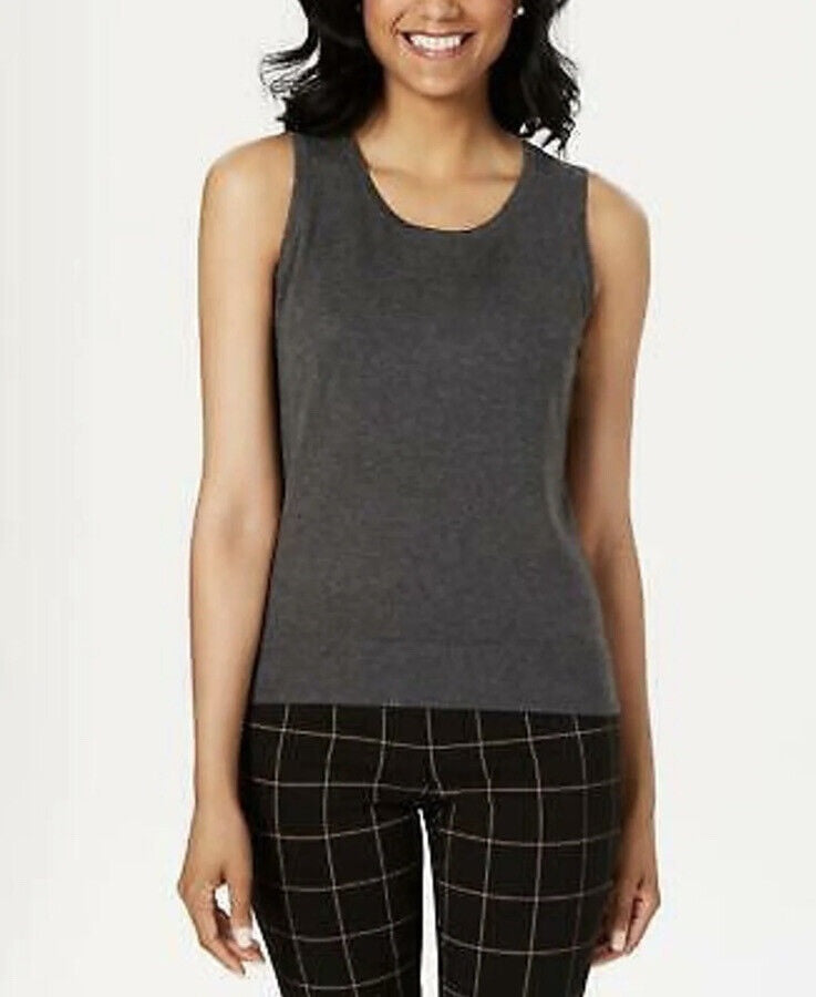 Charter Club Women's Sleeveless Crew Neck Sweater Grey Size Medium