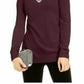 INC International Concepts Women's Embellished Keyhole Sweater Red Size X-Small