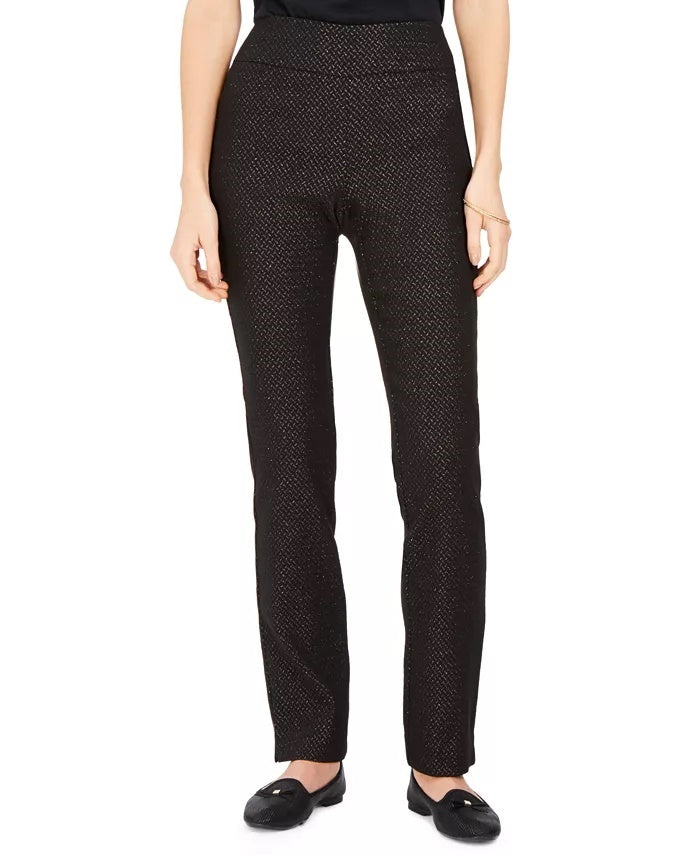 Charter Club Women's Jacquard Pull-On Pants Charcoal Size 6
