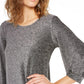 Alfani Women's Metallic-Knit Bishop-Sleeve Top Gray Size Small