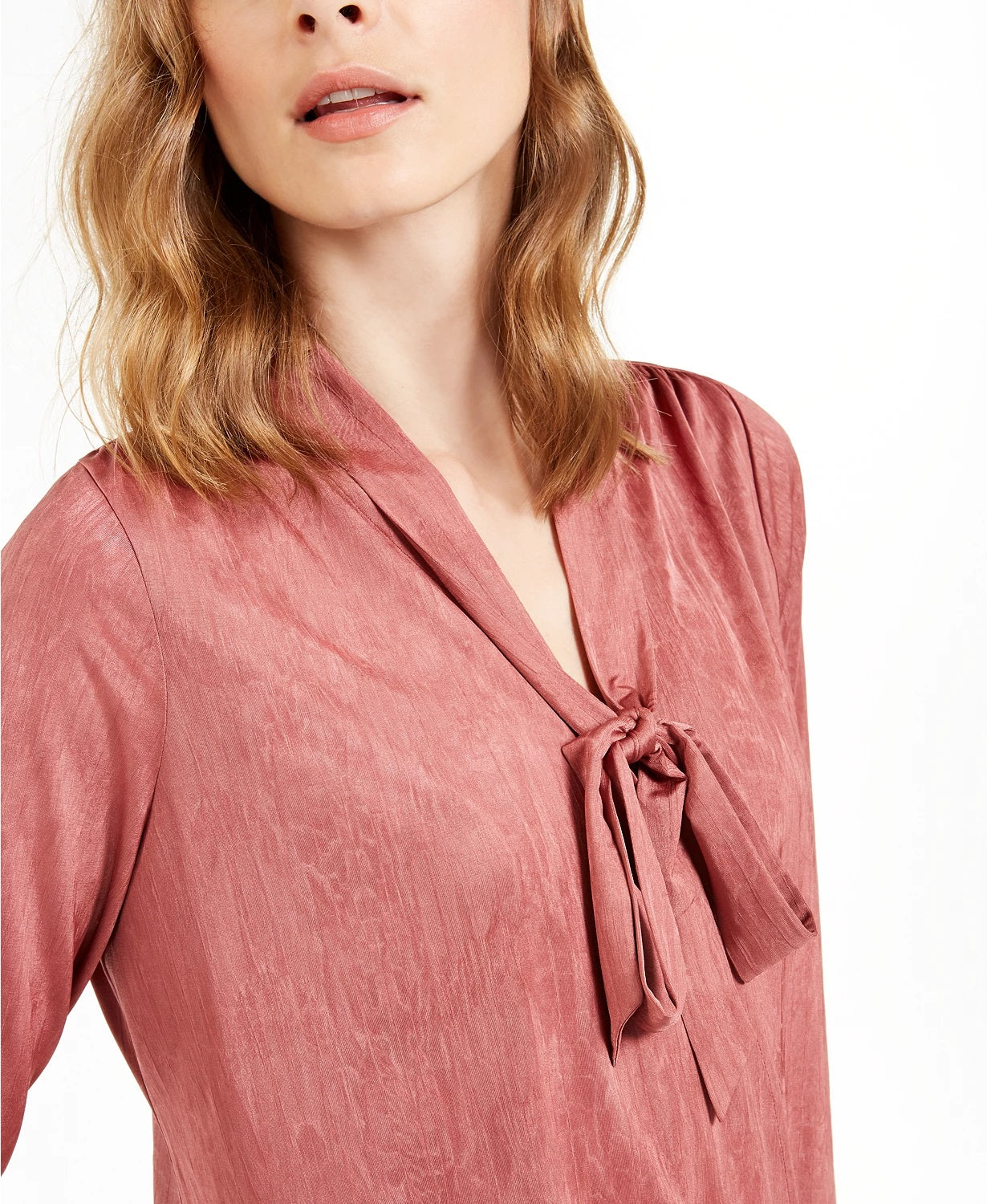 Alfani Women's Tie Neck Surplice Top Pink Size Medium