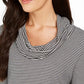 Charter Club Women's Striped Cowl-Neck Top Black Size X-Large
