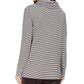 Charter Club Women's Striped Cowl Neck Top Black Size Small