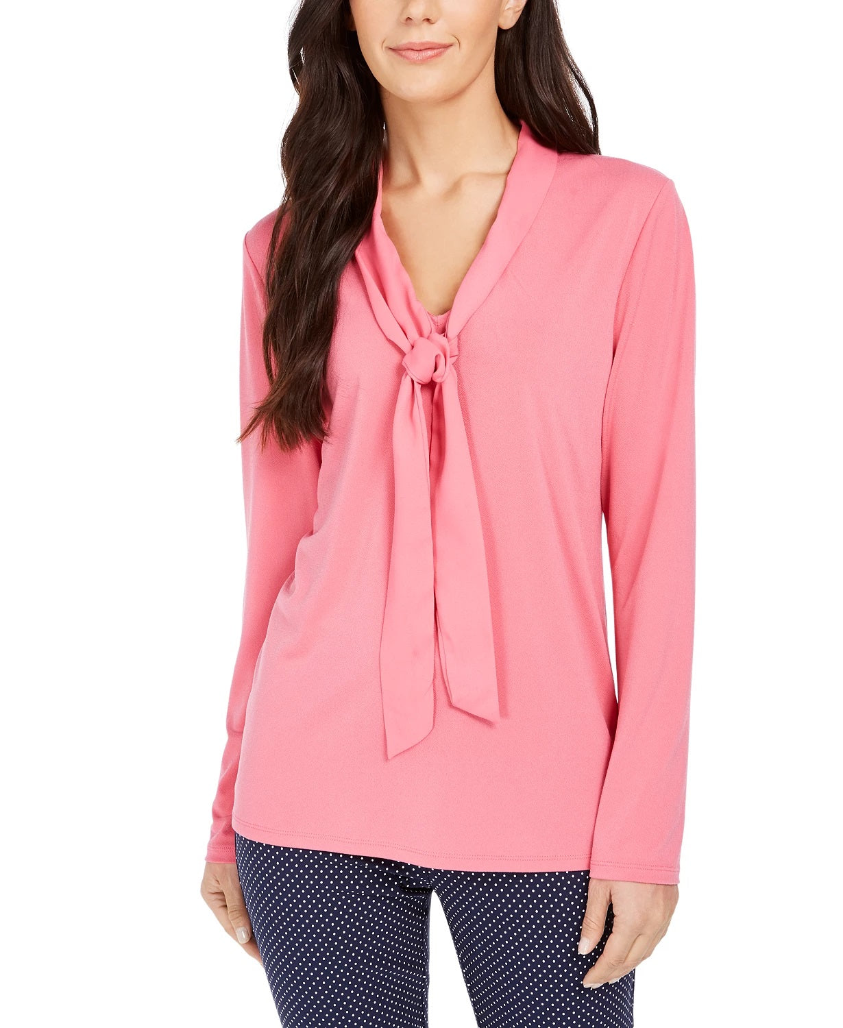 Charter Club Women's Woven Tie Top Pink Size Small