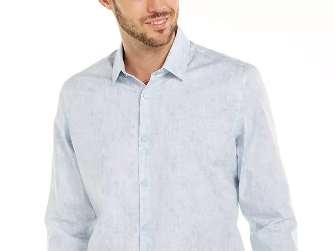Alfani Men's Classic-Fit Abstract Plaid Shirt Blue Size Large