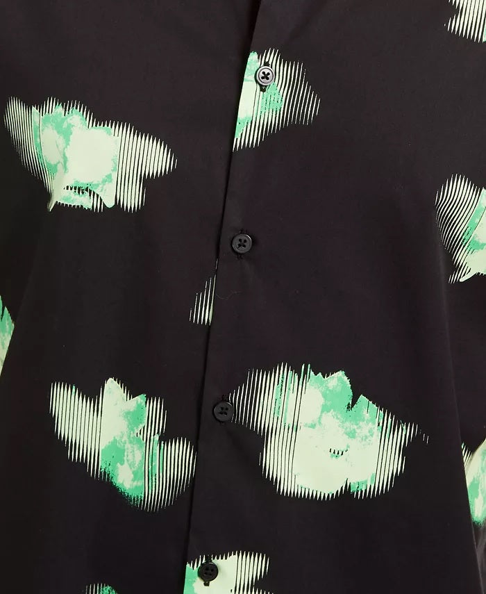 Alfani Men's Classic-Fit Abstract Floral-Print Shirt Black Size Small