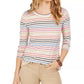 Style & Co Women's Striped Top Beige Size X-Large