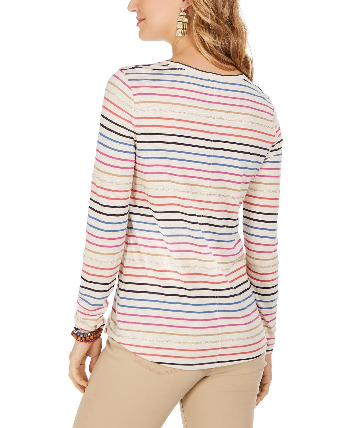 Style & Co Women's Striped Top Beige Size X-Large