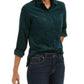 Charter Club Women's Solid Corduroy Shirt Green Size Large