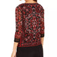 Charter Club Women's Printed Boat-Neck Top Red Size Small