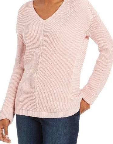 Charter Club Women's V Neck Sweater Pink Size Small
