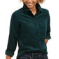 Charter Club Women's Solid Corduroy Shirt Green Size Large