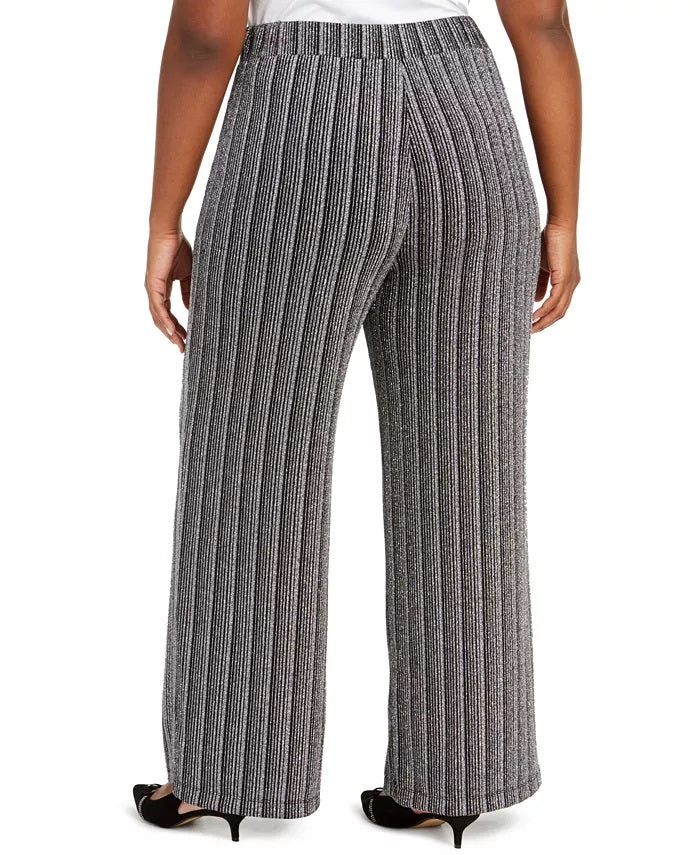 JM Collection Women's Plus Size Metallic Soft Pants Black Size XExtra Large