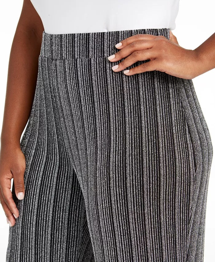 JM Collection Women's Plus Size Metallic Soft Pants Black Size XExtra Large